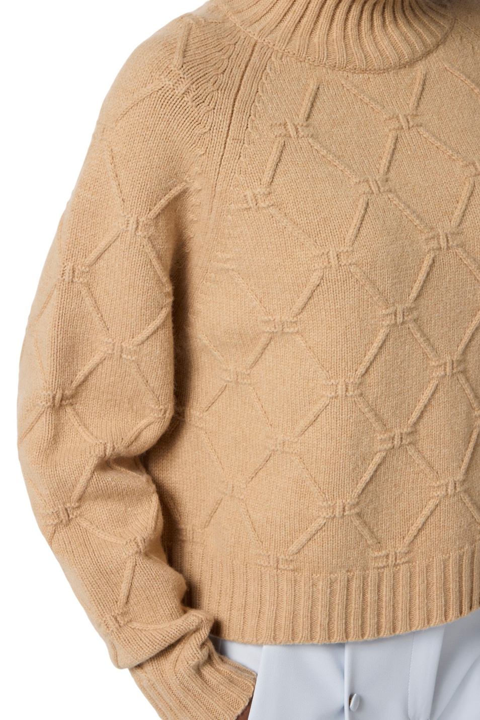 Свитер из шерсти и кашемира|Основной цвет:Бежевый Женский Elisabetta Franchi Свитер из шерсти и кашемира (цвет ), артикул MK55T57E2 | Фото 5