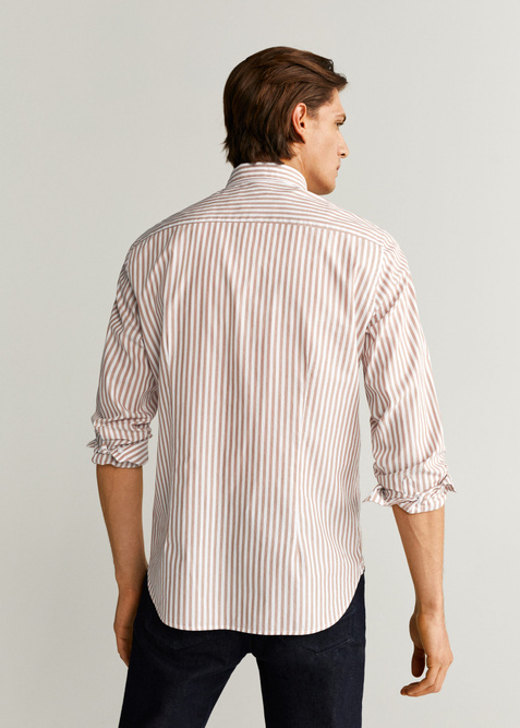 Mango Man Хлопковая рубашка slim fit в полоску ( цвет), артикул 57097692 | Фото 5