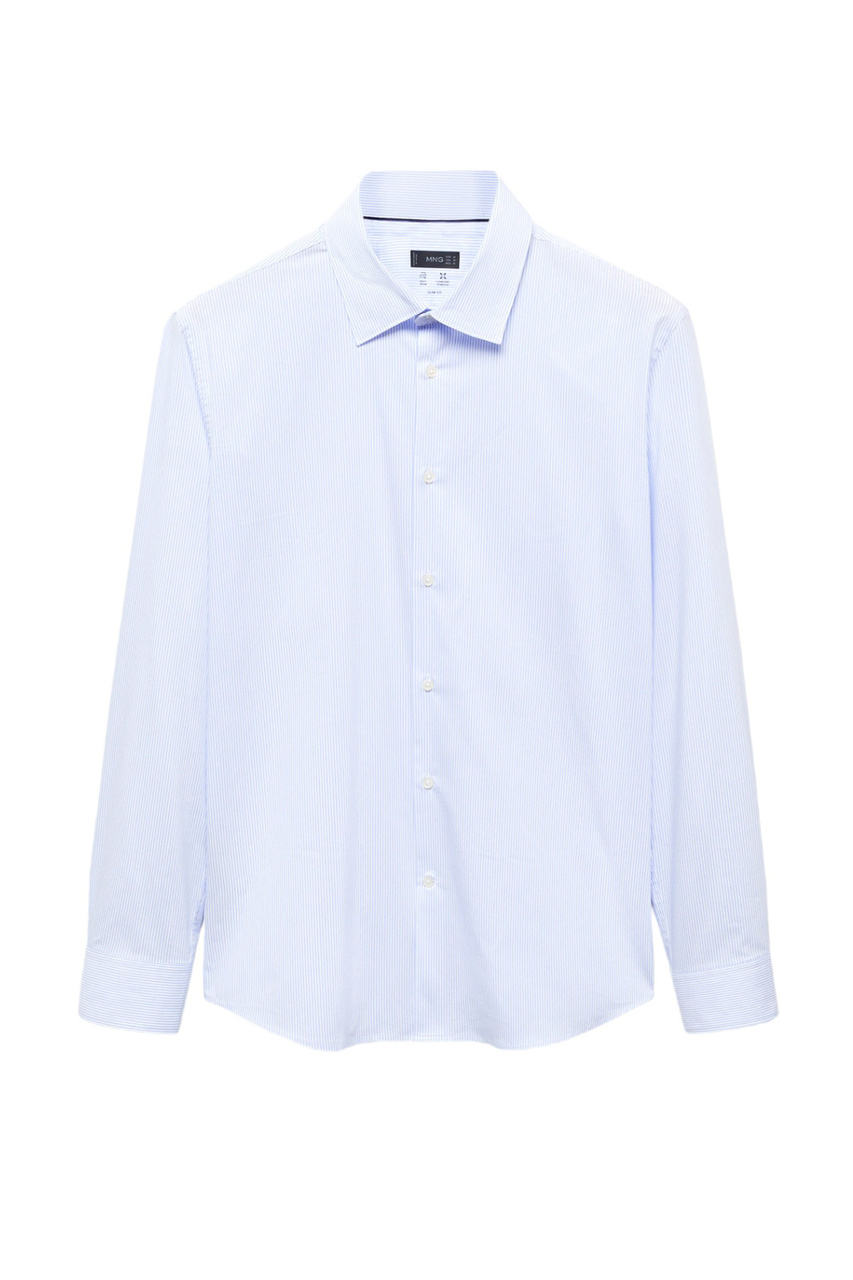 Рубашка LAURET приталенного кроя из смесового хлопка|Основной цвет:Голубой|Артикул:57044388 | Фото 1