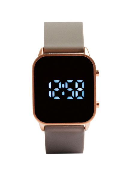 Цифровые часы с квадратным циферблатом|Основной цвет:Серый|Артикул:194557 | Фото 1