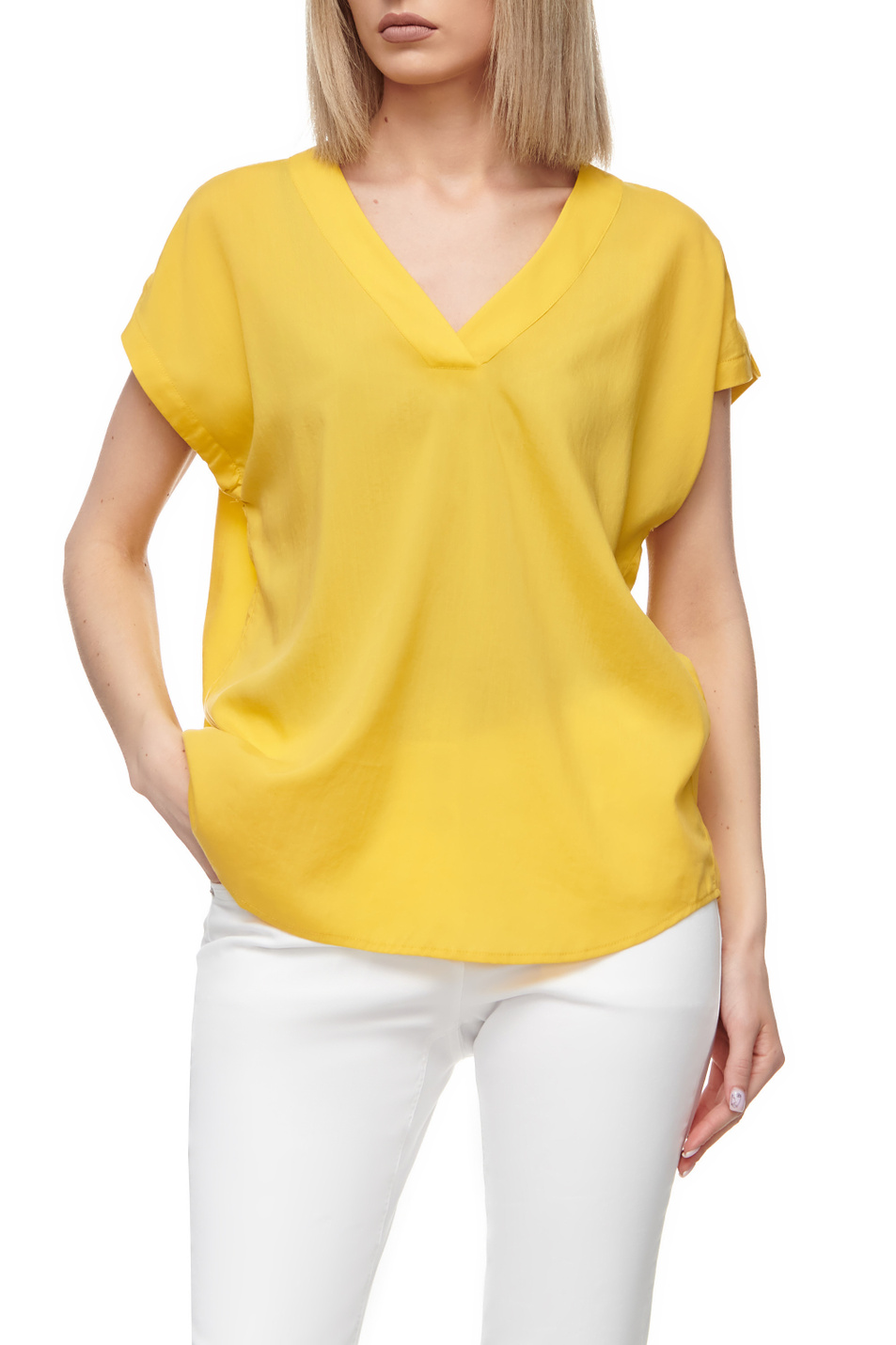 Gerry Weber Однотонная блузка с v-образным вырезом (цвет ), артикул 760036-31424 | Фото 4