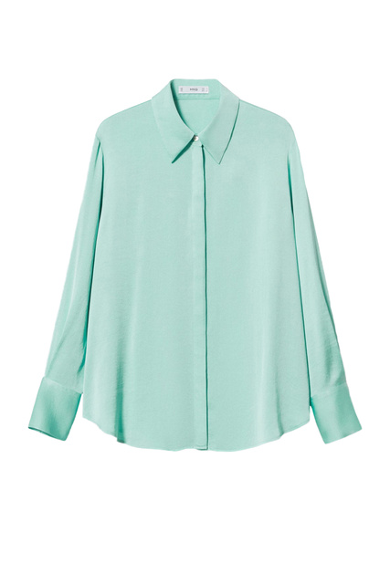 Атласная блузка IDEALE|Основной цвет:Голубой|Артикул:37054031 | Фото 1