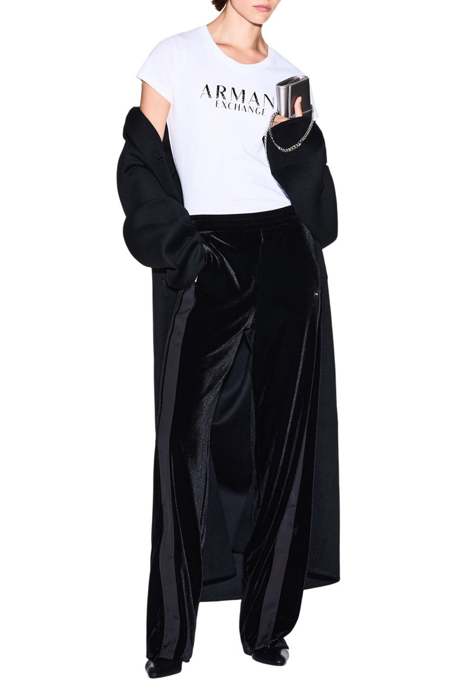 Брюки из велюра|Основной цвет:Черный Женский Armani Exchange Брюки из велюра (цвет ), артикул XW000790-AF16147 | Фото 3