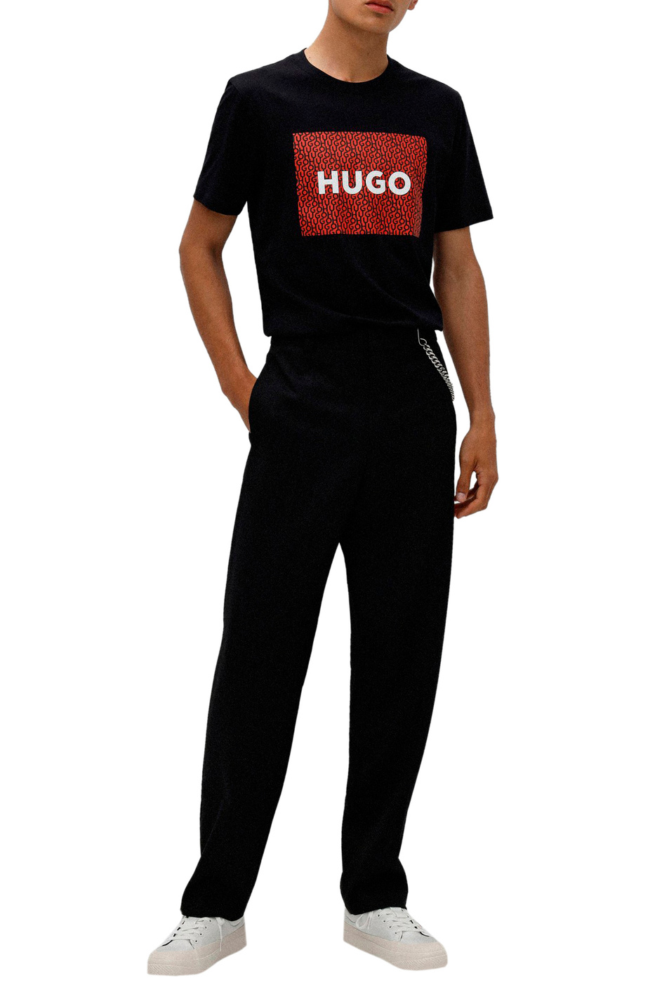 Мужской HUGO Футболка прямого кроя с лого (цвет ), артикул 50471672 | Фото 2