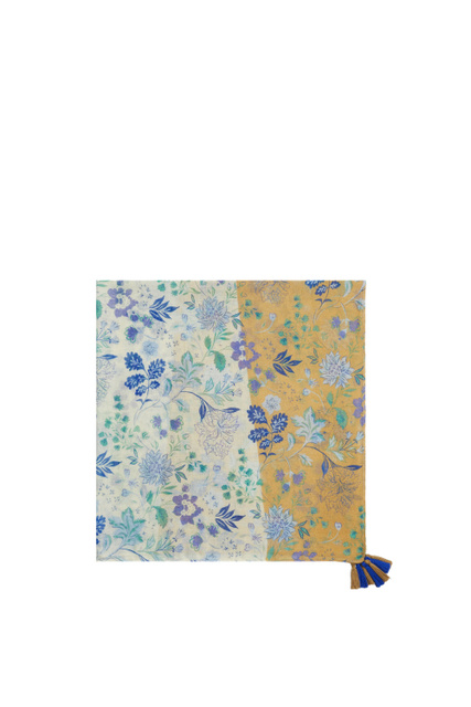 Шарф с цветочным принтом|Основной цвет:Голубой|Артикул:200296 | Фото 1