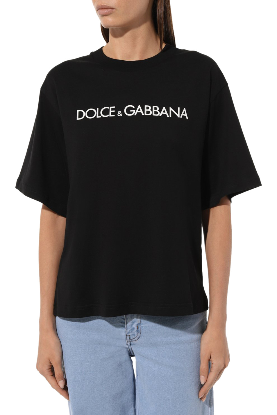 Женский Dolce & Gabbana Футболка из натурального хлопка с логотипом (цвет ), артикул F8U10T-G7H4P | Фото 4