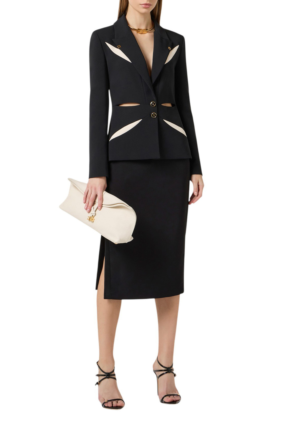 Женский Elisabetta Franchi Пиджак с двухцветными вырезами (цвет ), артикул GI19861E2 | Фото 2