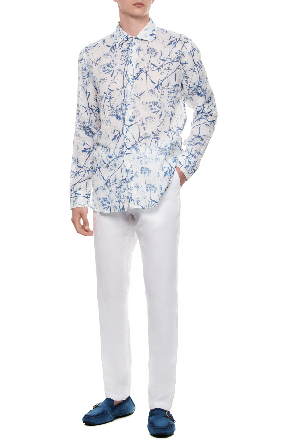 Мужской 120% Lino Рубашка из чистого льна с принтом (цвет ), артикул 31ALIM1311000G241 | Фото 2