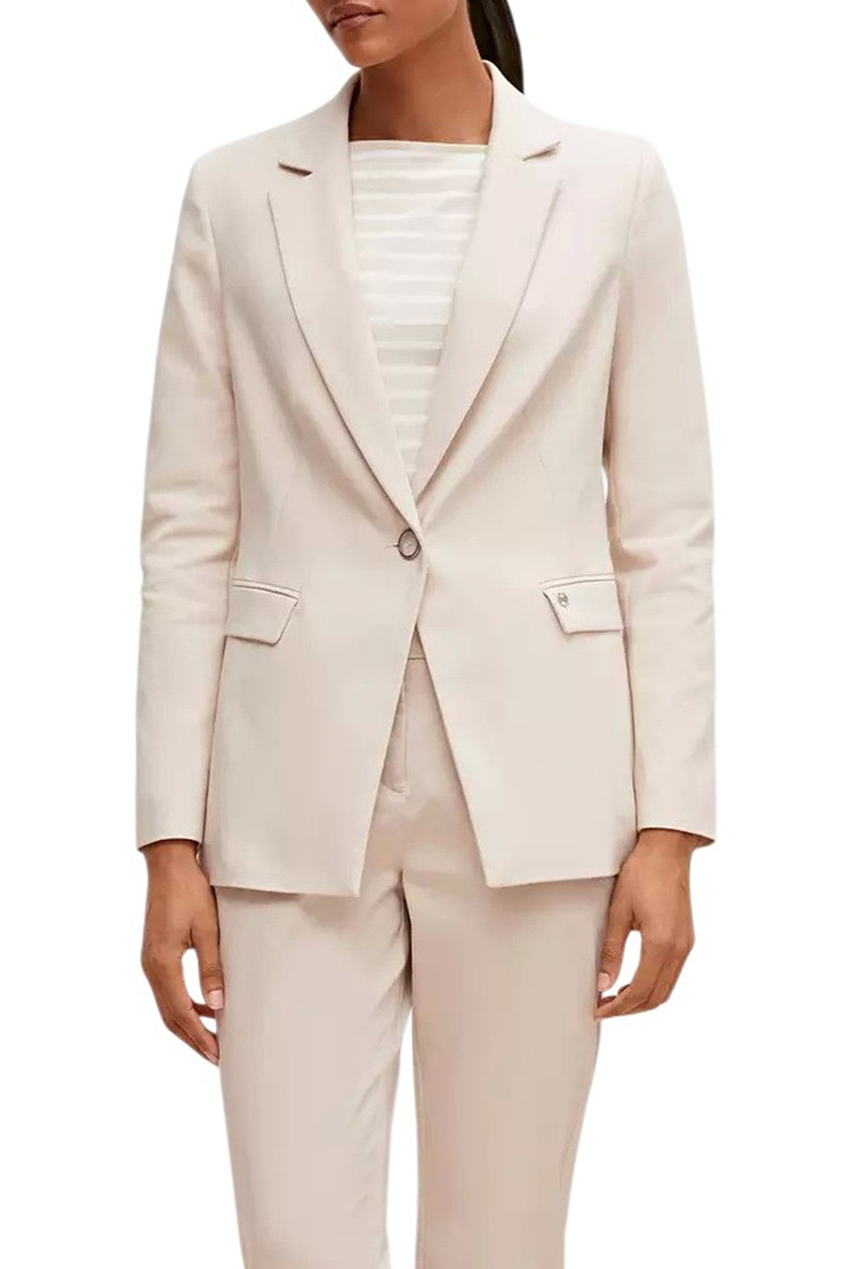 Пиджак однотонный|Основной цвет:Кремовый Женский Comma Пиджак однотонный (цвет ), артикул 2110865 | Фото 3