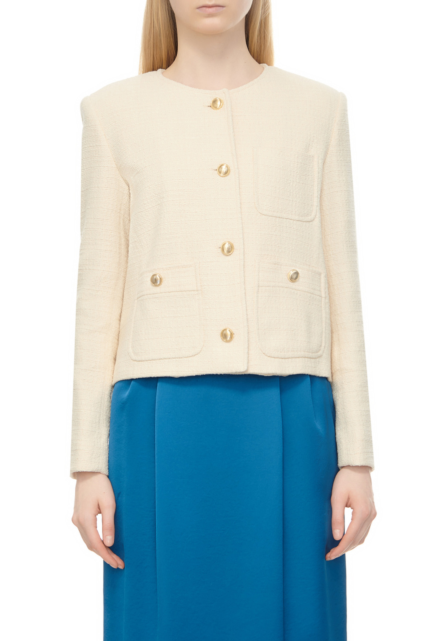 Жакет LEDA с накладными карманами|Основной цвет:Кремовый|Артикул:2415041061 | Фото 1
