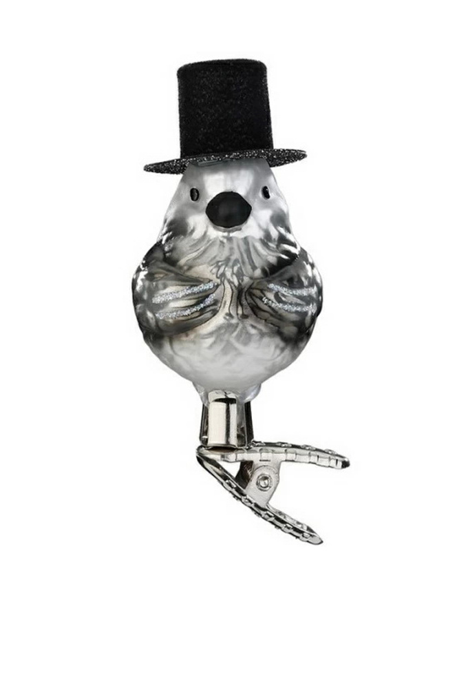 Елочная игрушка на килпсе "Птичка-жених", 7,5 см|Основной цвет:Серебристый Не имеет пола Inge's Christmas Елочная игрушка на килпсе "Птичка-жених", 7,5 см (цвет ), артикул 10125S023 | Фото 1