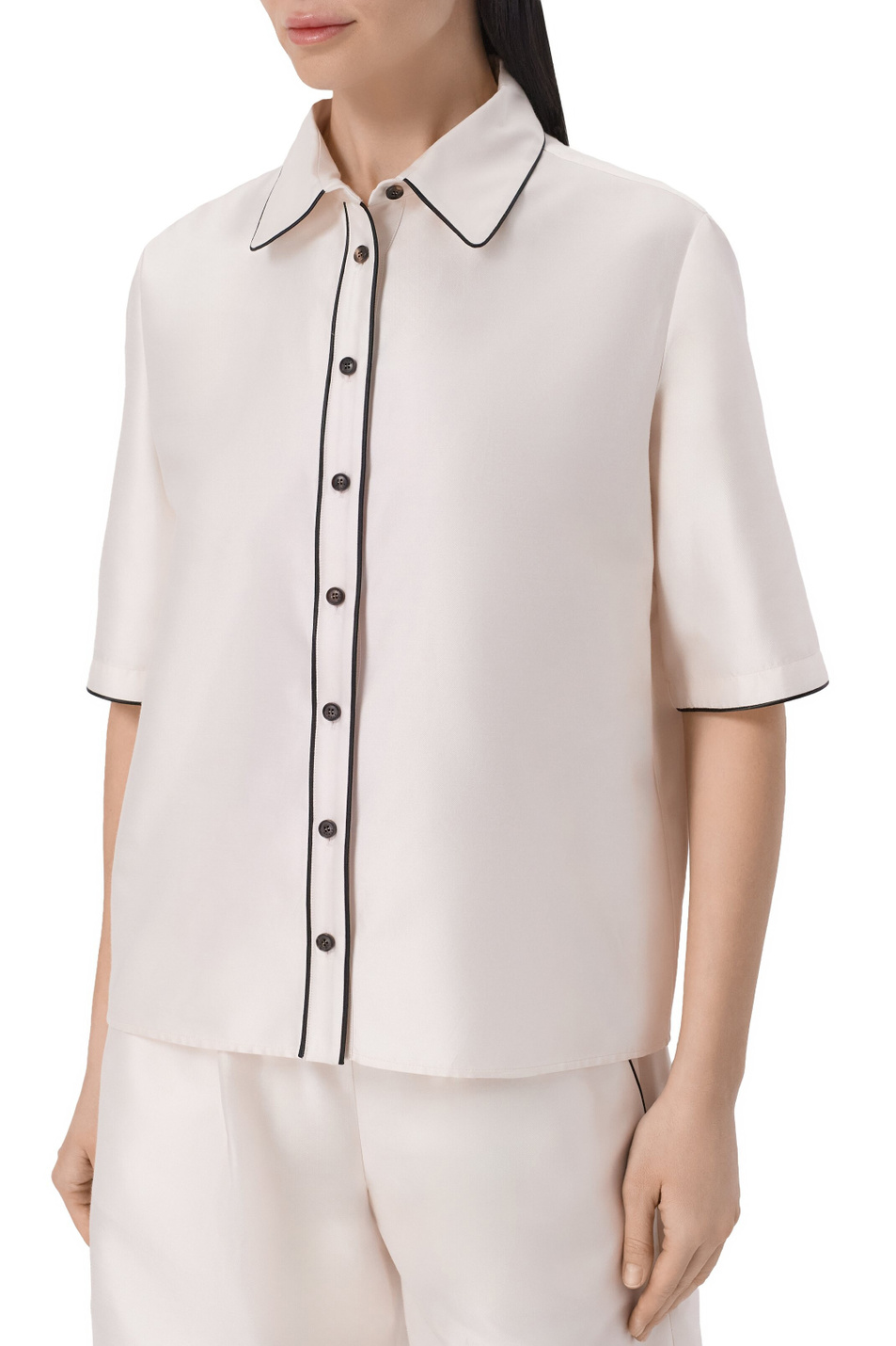 Женский Kiton Блузка с контрастной отделкой (цвет ), артикул D61462K09R1924002 | Фото 4