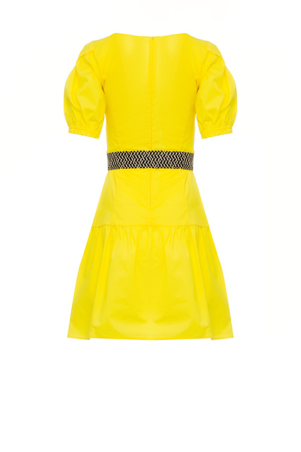 Платье с вырезом "каре" и поясом|Основной цвет:Желтый|Артикул:WA3110TS456 | Фото 2