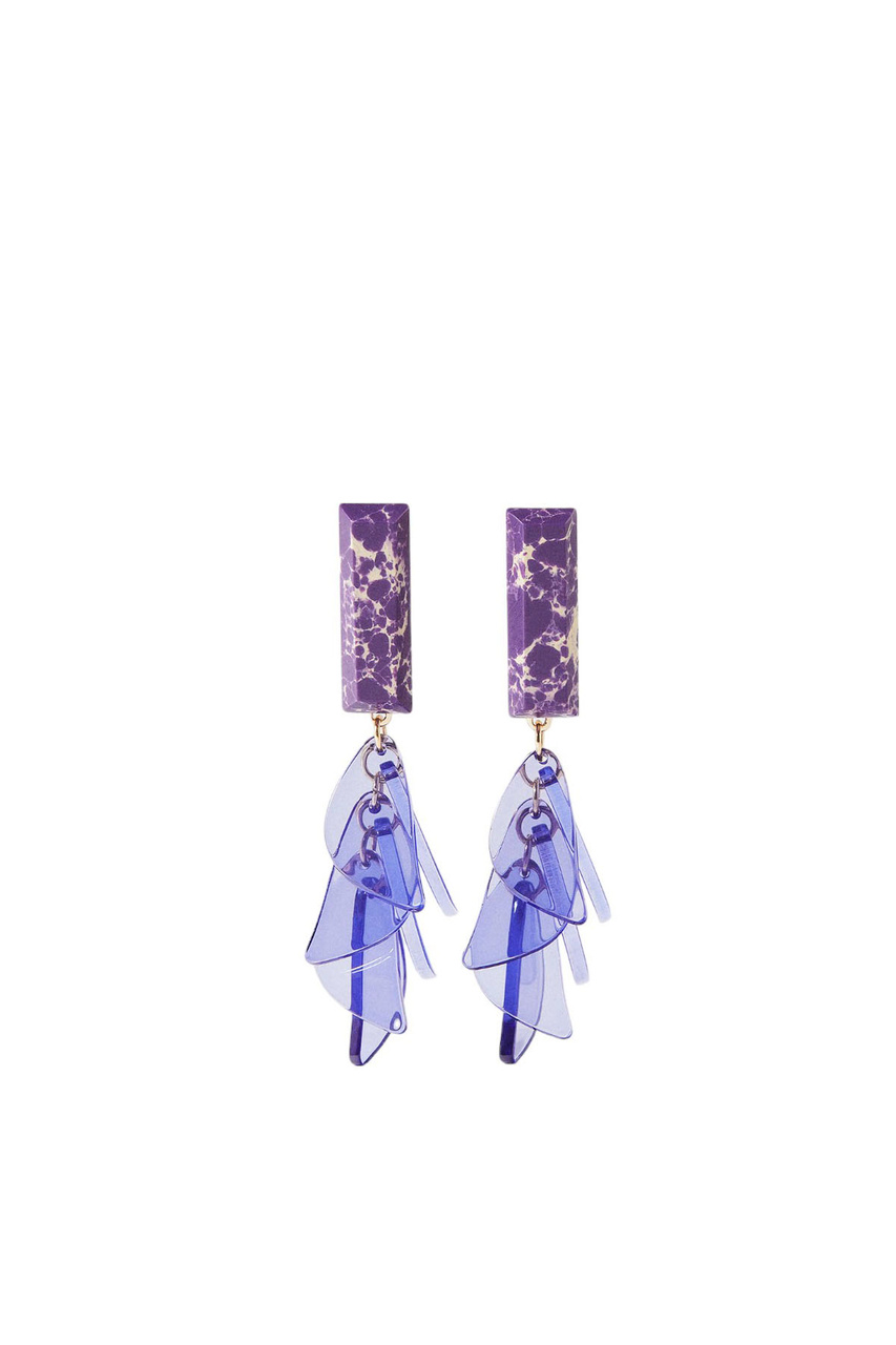 Серьги с камнями и смолой|Основной цвет:Фиолетовый|Артикул:218478 | Фото 1