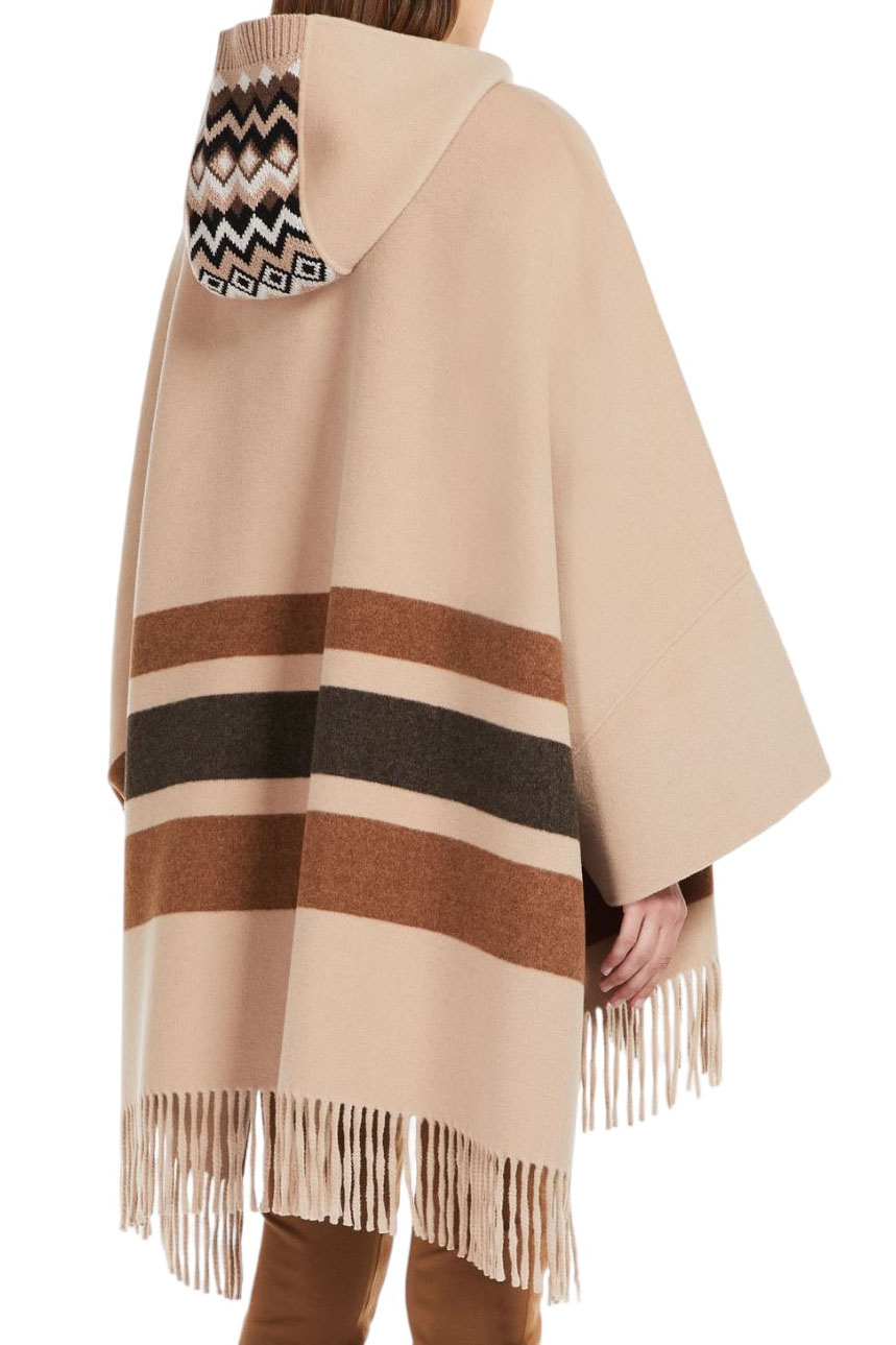 Женский Weekend Max Mara Пончо XIRIA из смесовой шерсти с бахромой (цвет ), артикул 2350860233 | Фото 4