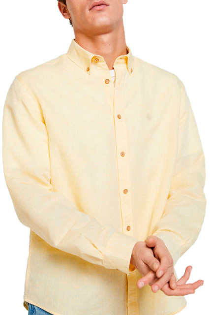 Однотонная рубашка|Основной цвет:Желтый|Артикул:0993371 | Фото 1