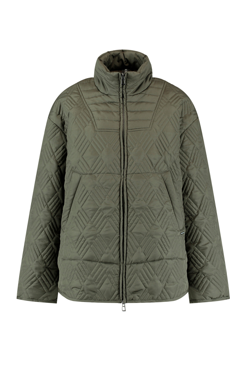 Куртка стеганая на молнии|Основной цвет:Зеленый|Артикул:250213-31139 | Фото 1