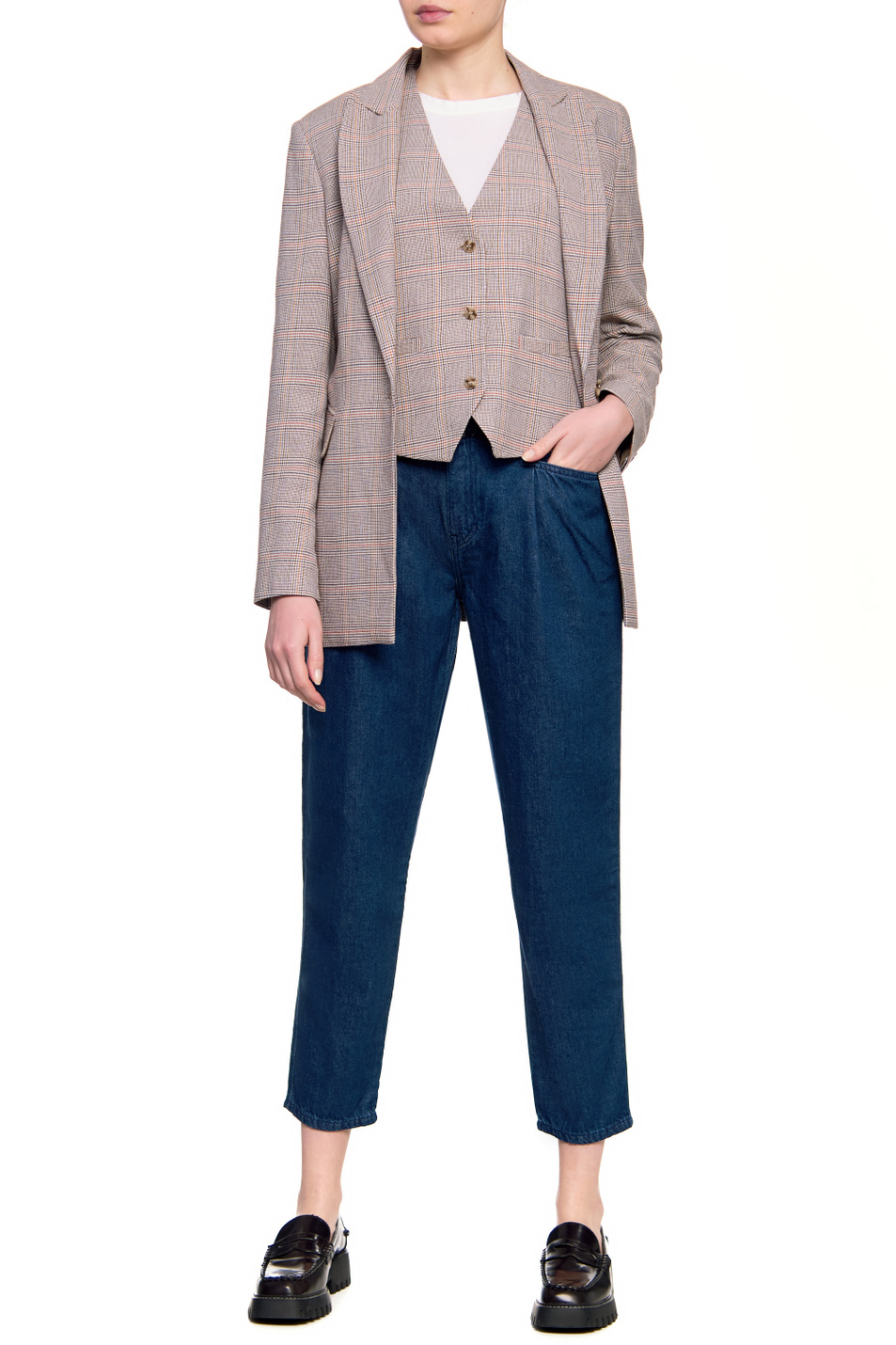 Женский Gerry Weber Пиджак в клетку с поясом (цвет ), артикул 730009-31387 | Фото 3