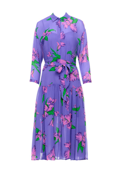 Платье-рубашка с цветочным принтом|Основной цвет:Фиолетовый|Артикул:101211A0P7 | Фото 1