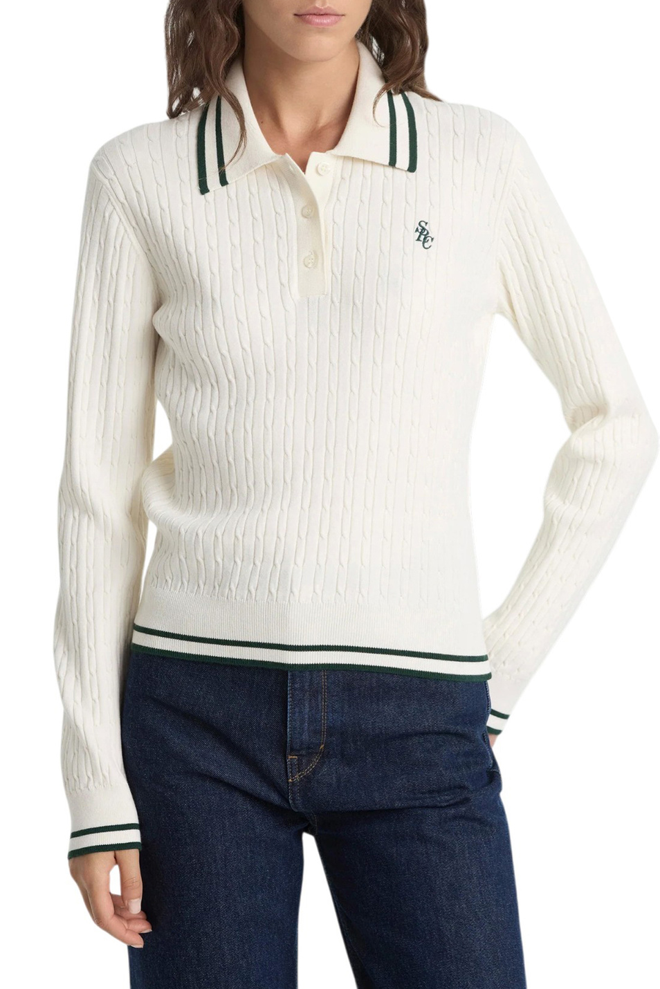 Женский Sporty & Rich Джемпер-поло SRC с логотипом (цвет ), артикул ST03761302WH61 | Фото 4