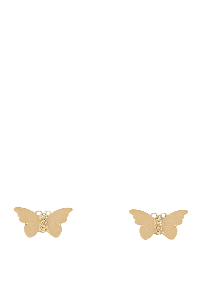 Серьги-гвоздики в виде бабочки|Основной цвет:Золотой|Артикул:205256 | Фото 1