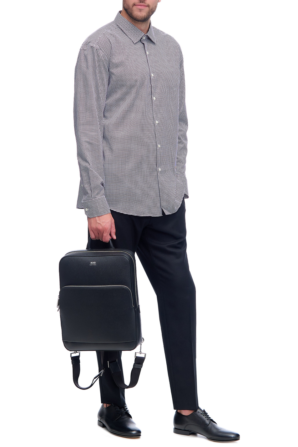 Мужской BOSS Рубашка классического кроя из высококачественного хлопка с рисунком (цвет ), артикул 50459860 | Фото 2