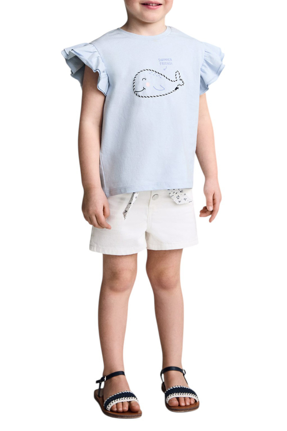 Девочкам Mango Kids Футболка WAVE с оборкой (цвет ), артикул 87006360 | Фото 3