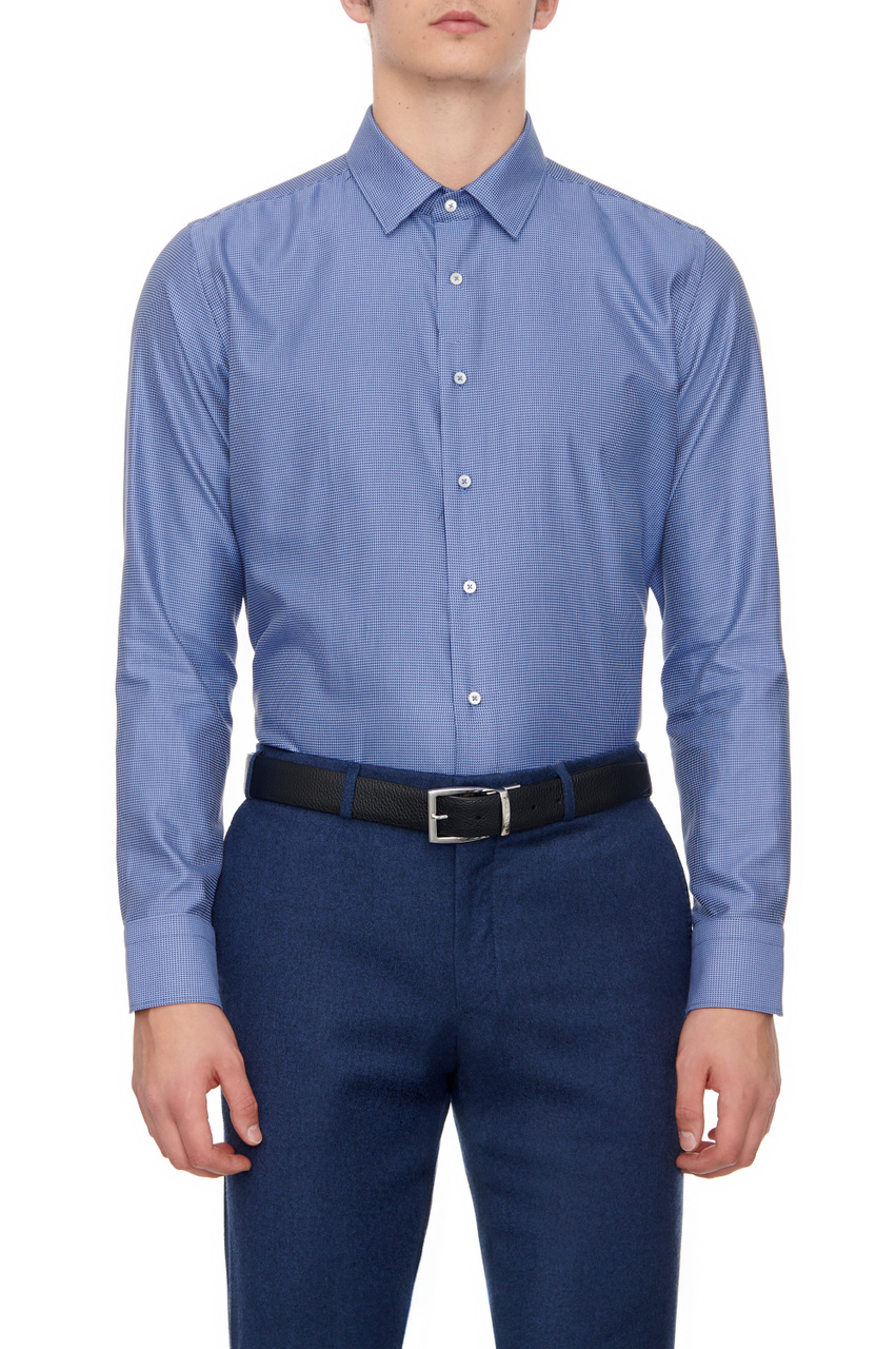 Рубашка из натурального хлопка|Основной цвет:Синий|Артикул:7A1GD03000 | Фото 1