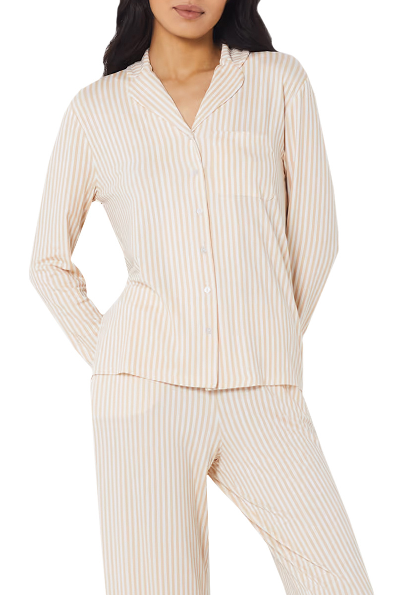 Пижамная рубашка HABY из эластичной вискозы|Основной цвет:Бежевый|Артикул:6545888 | Фото 1