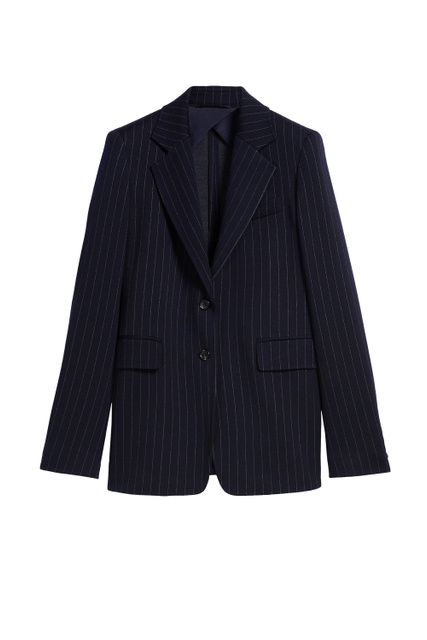 Однобортный пиджак AMLETO из шерстяного трикотажа в тонкую полоску|Основной цвет:Синий|Артикул:19160329 | Фото 1