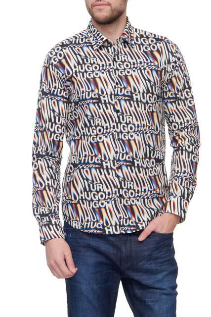 Рубашка Ermo из натурального хлопка с принтом|Основной цвет:Мультиколор|Артикул:50463127 | Фото 1