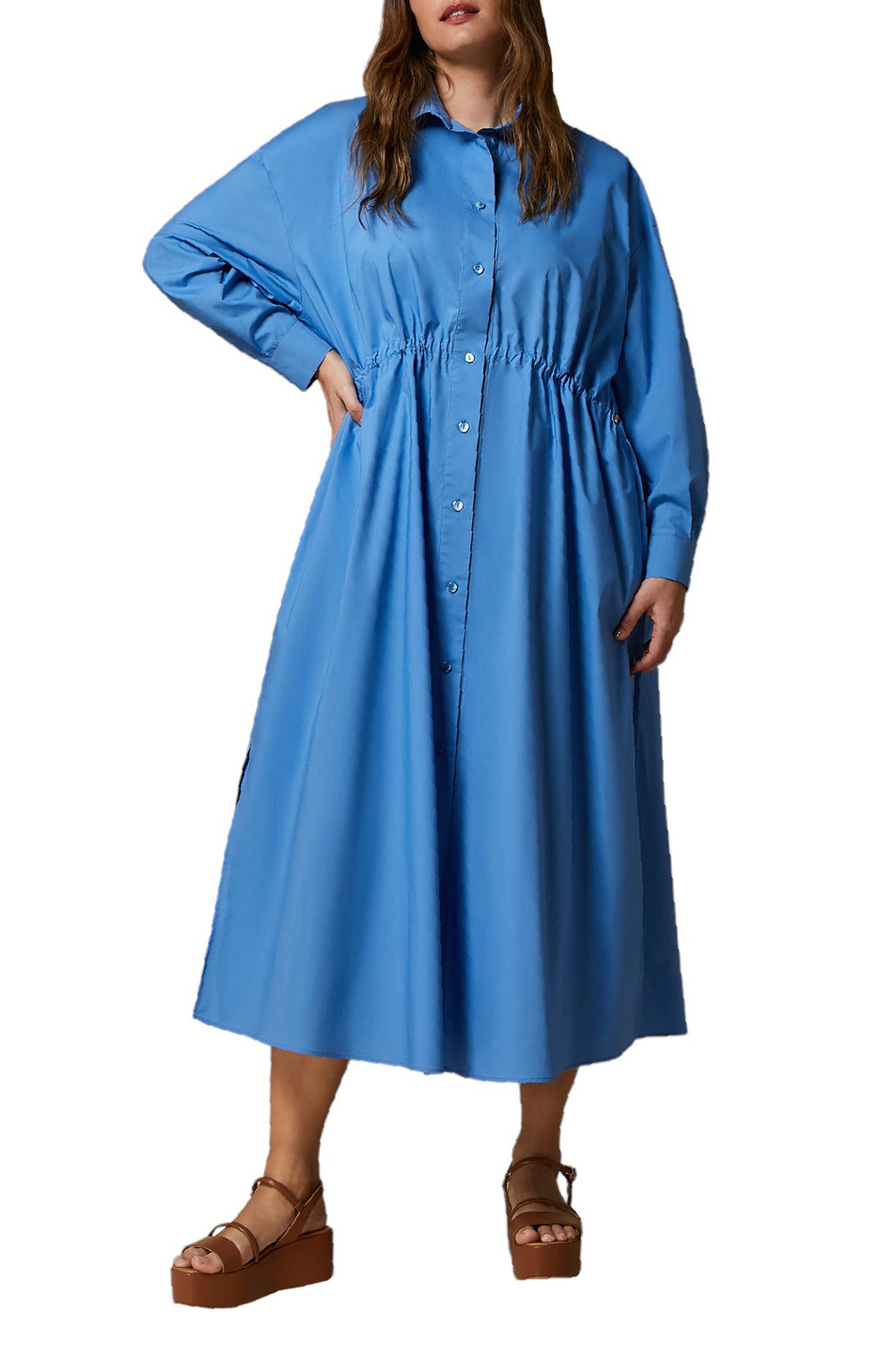 Женский Marina Rinaldi Платье-рубашка MENTINO из натурального хлопка (цвет ), артикул 2418221096 | Фото 3
