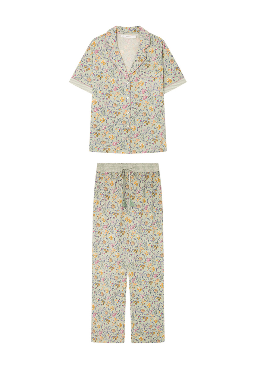Пижама из натурального хлопка|Основной цвет:Мятный|Артикул:4857415 | Фото 1