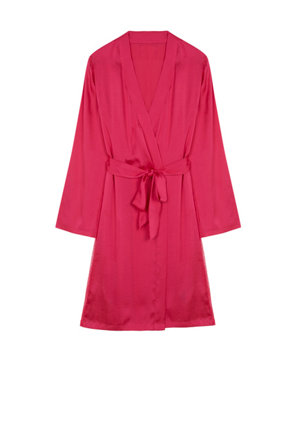 Однотонный халат с поясом|Основной цвет:Розовый|Артикул:2535951 | Фото 1