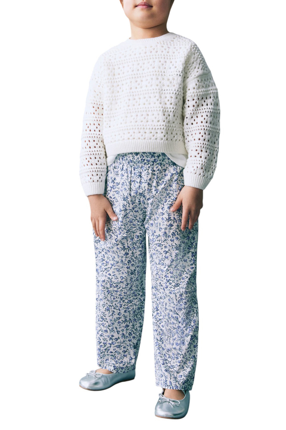 Девочкам Mango Kids Брюки GADEAP из хлопка с принтом (цвет ), артикул 87065938 | Фото 3