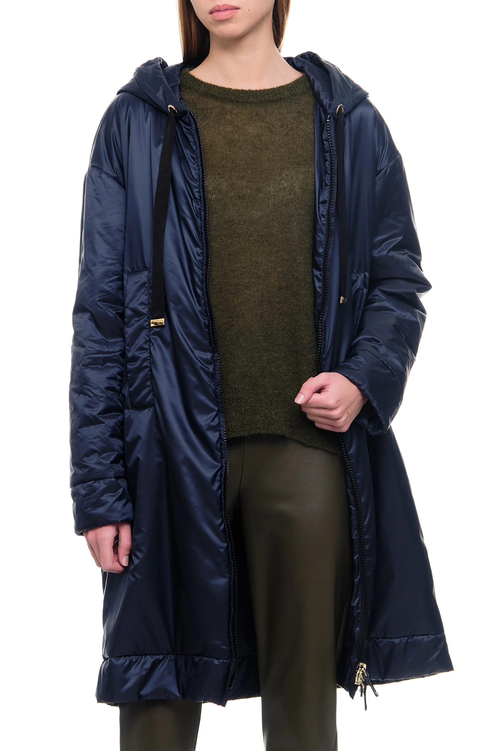 Max Mara ❤ женская удлиненная куртка greenpi синий цвет, размер