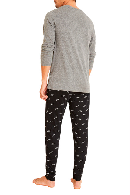 Пижама с принтом на брюках|Основной цвет:Черный|Артикул:2762155 | Фото 2