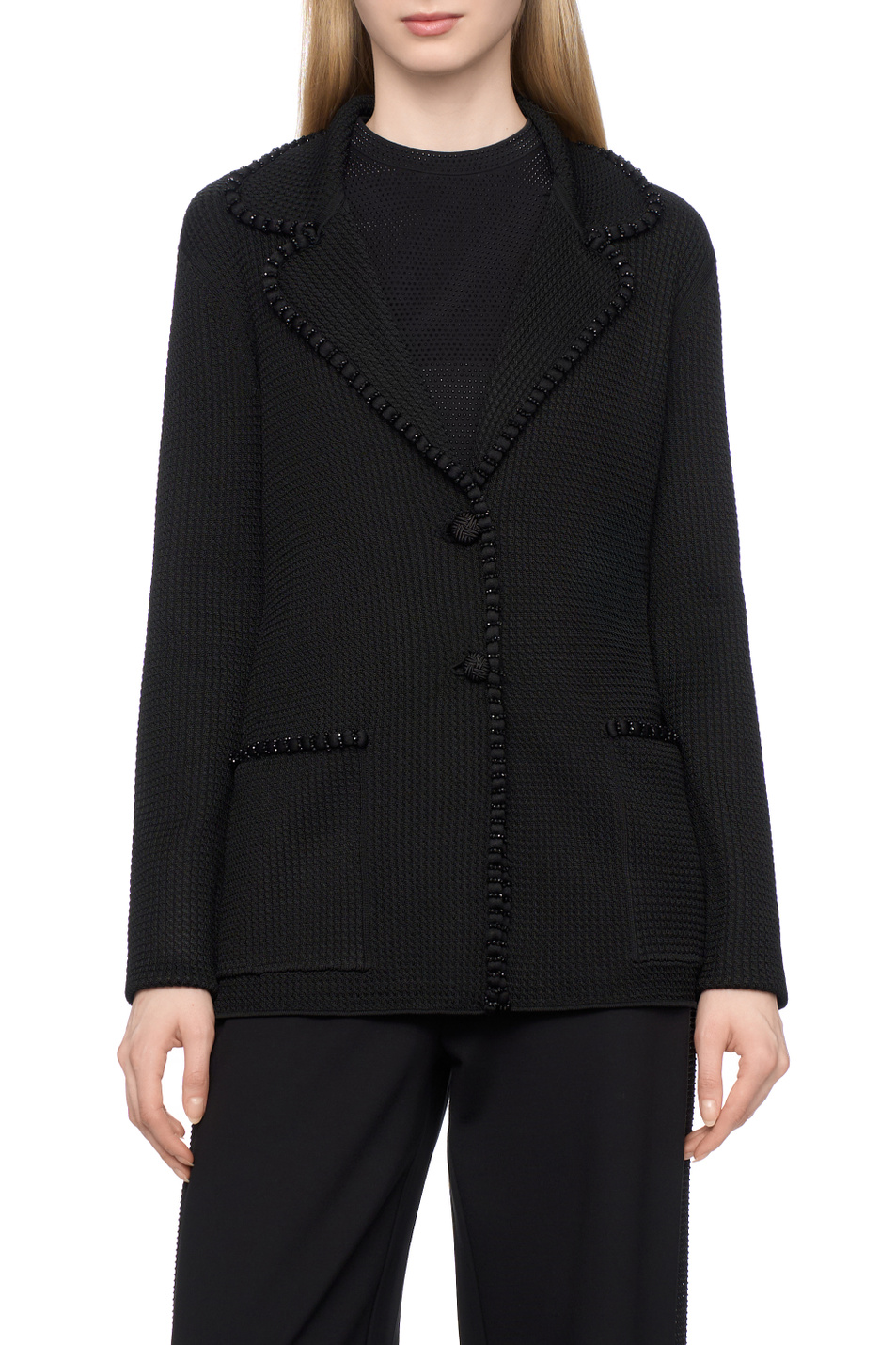 Кардиган со стразами|Основной цвет:Черный Женский Emporio Armani Кардиган со стразами (цвет ), артикул EW000934-AF15112 | Фото 4