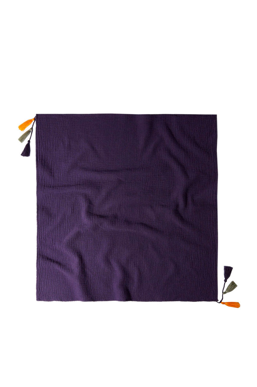 Платок из натурального хлопка с кисточками|Основной цвет:Фиолетовый|Артикул:211516 | Фото 1