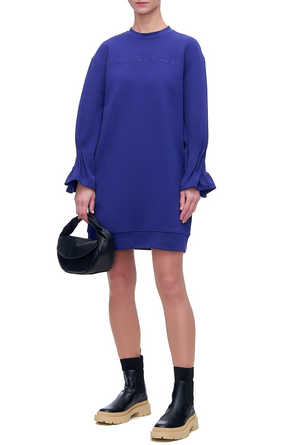 Emporio Armani Платье из смесового хлопка с вышитым логотипом (цвет ), артикул 6K2A7C-2JRMZ | Фото 1