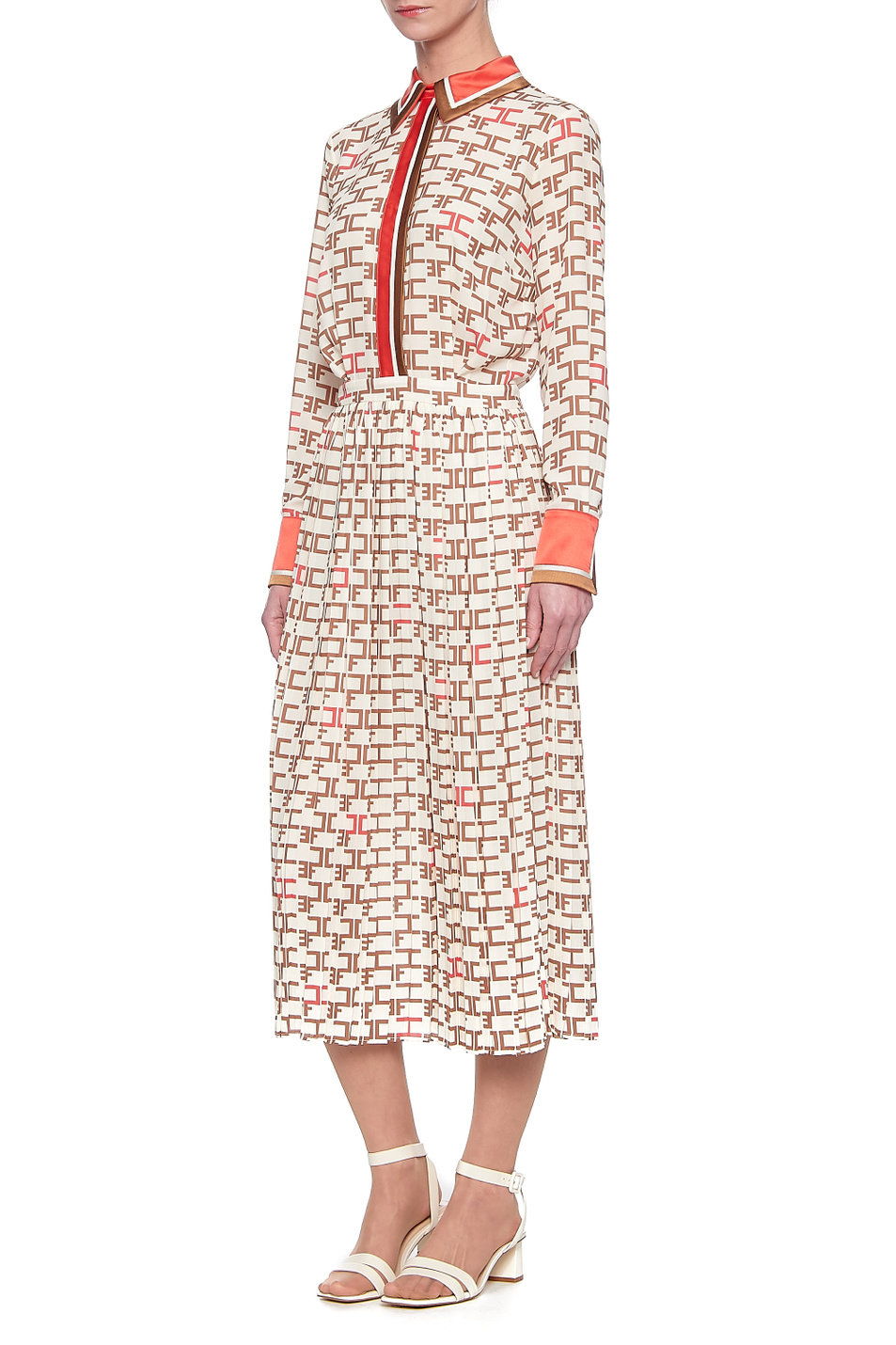 Elisabetta Franchi Платье-рубашка с контрастными манжетами и воротником (цвет ), артикул AB99806E2 | Фото 3