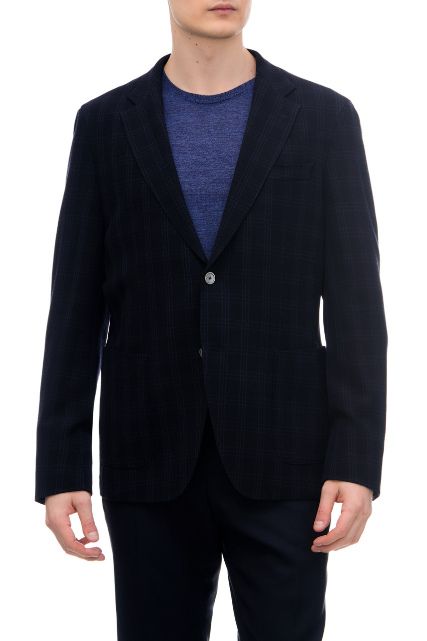 Пиджак из смесовой шерсти|Основной цвет:Синий|Артикул:50484840 | Фото 1