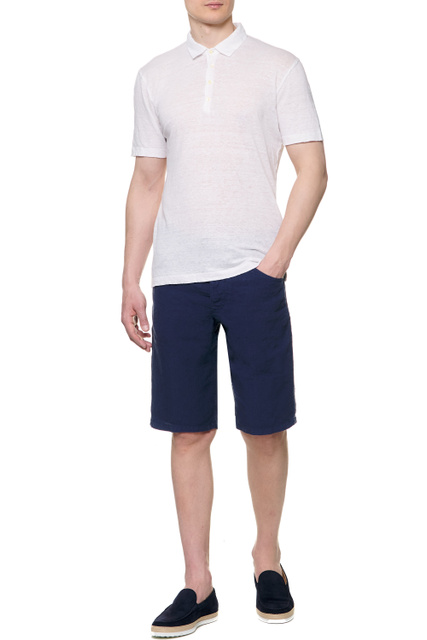 Рубашка поло из чистого льна|Основной цвет:Белый|Артикул:V0M7282000E908S00 | Фото 2