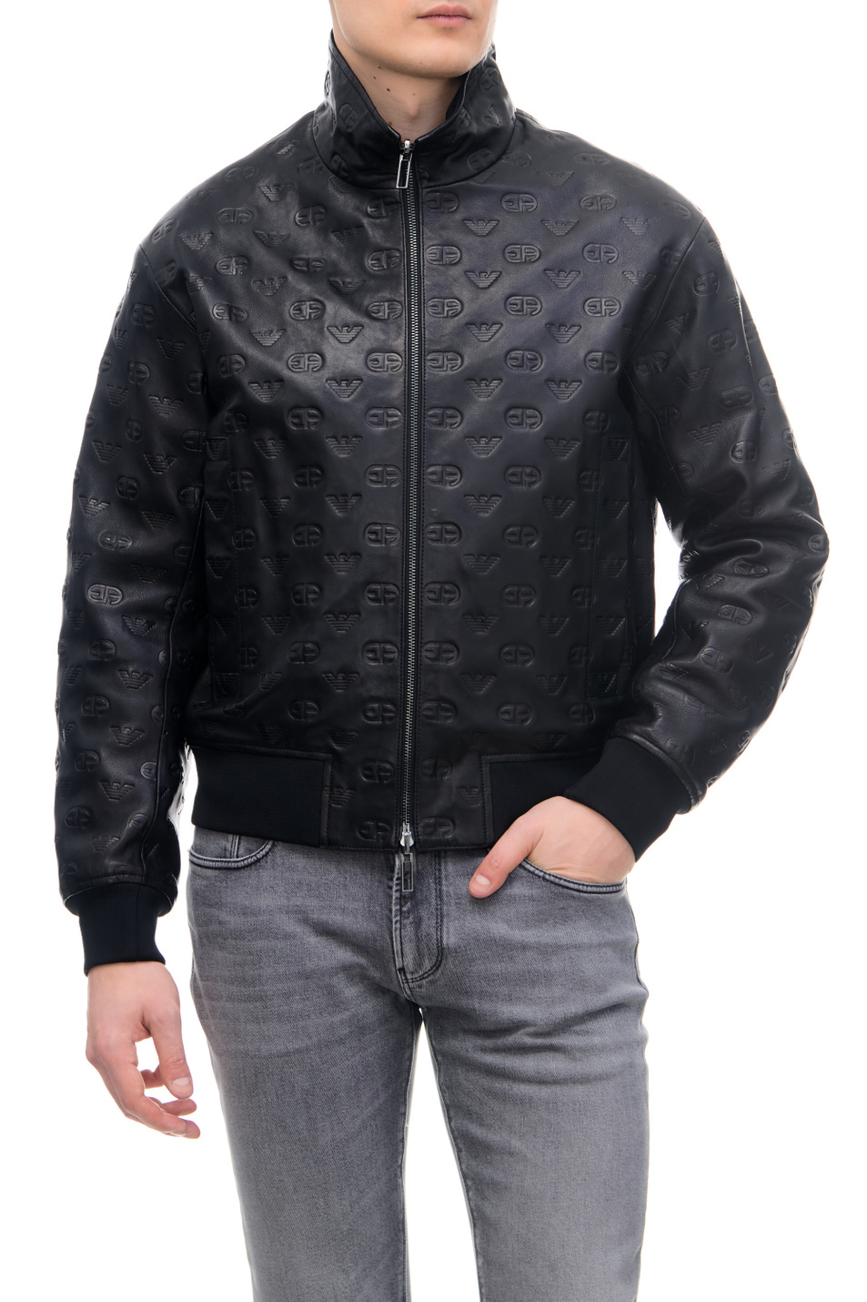 Мужской Emporio Armani Куртка из натуральной кожи с тисненым логотипом (цвет ), артикул H31R7H-C1P7H | Фото 1