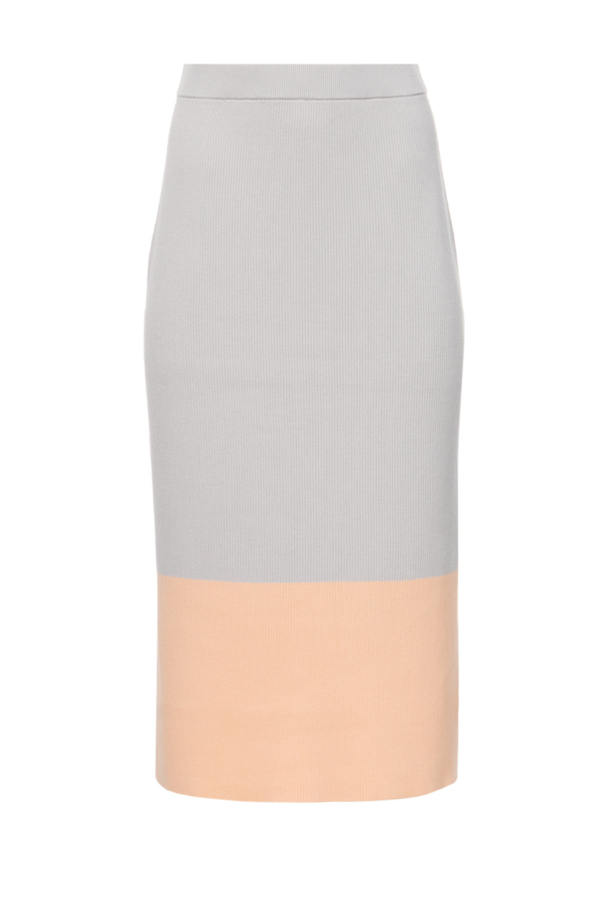 Трикотажная юбка с разрезом|Основной цвет:Серый|Артикул:50471969 | Фото 1