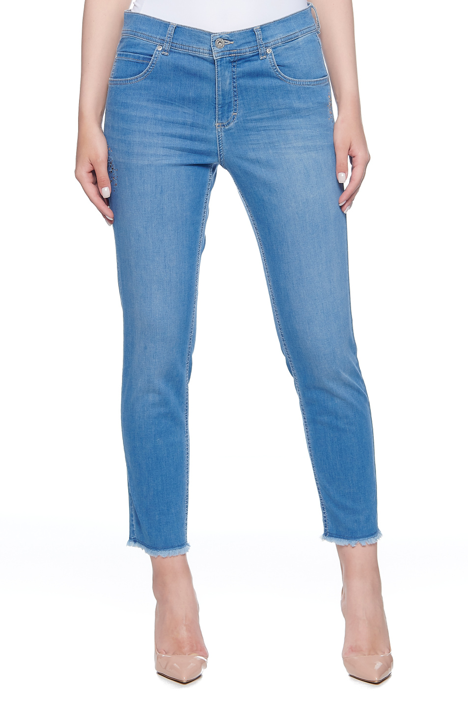 Женский Angels Джинсы со стразами и бахромой на штанинах (цвет ), артикул 332687107 | Фото 1