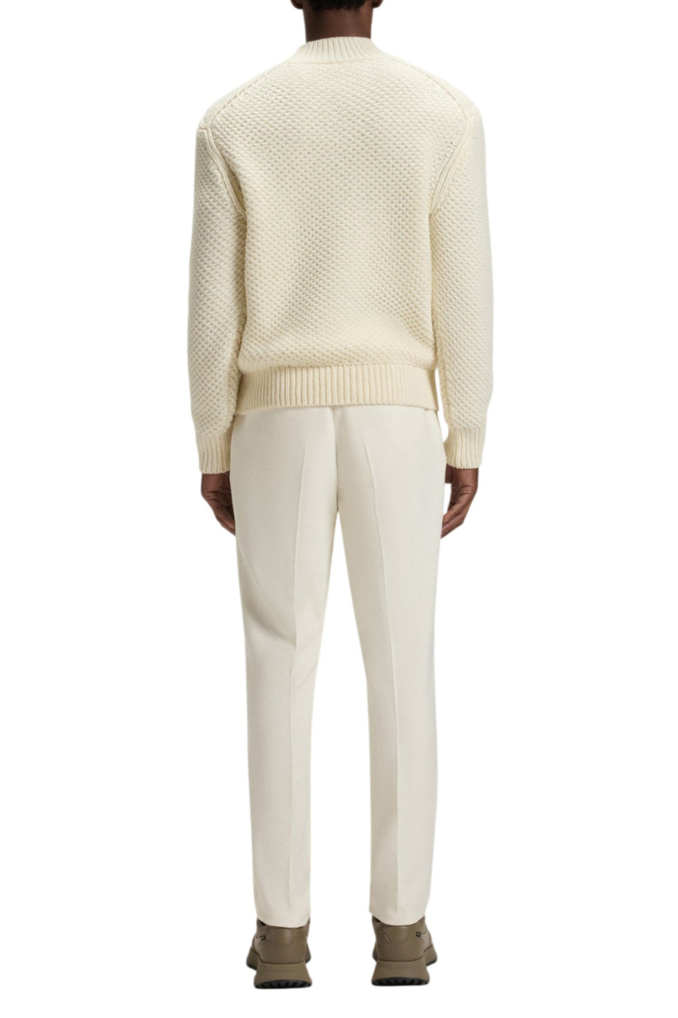 Свитер Heletto из шерсти|Основной цвет:Кремовый Мужской BOSS Свитер Heletto из шерсти (цвет ), артикул 50550008 | Фото 4