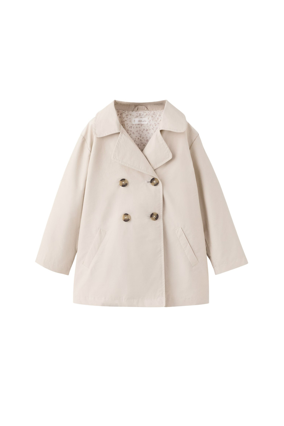 Тренч TRENCHB двубортный|Основной цвет:Бежевый Девочкам Mango Kids Тренч TRENCHB двубортный (цвет ), артикул 27084404 | Фото 1