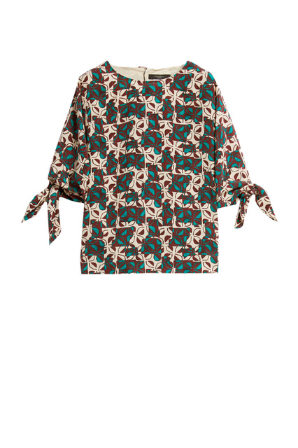 Расклешенная блуза ADONE из набивного шелкового крепдешина|Основной цвет:Мультиколор|Артикул:51160329 | Фото 1