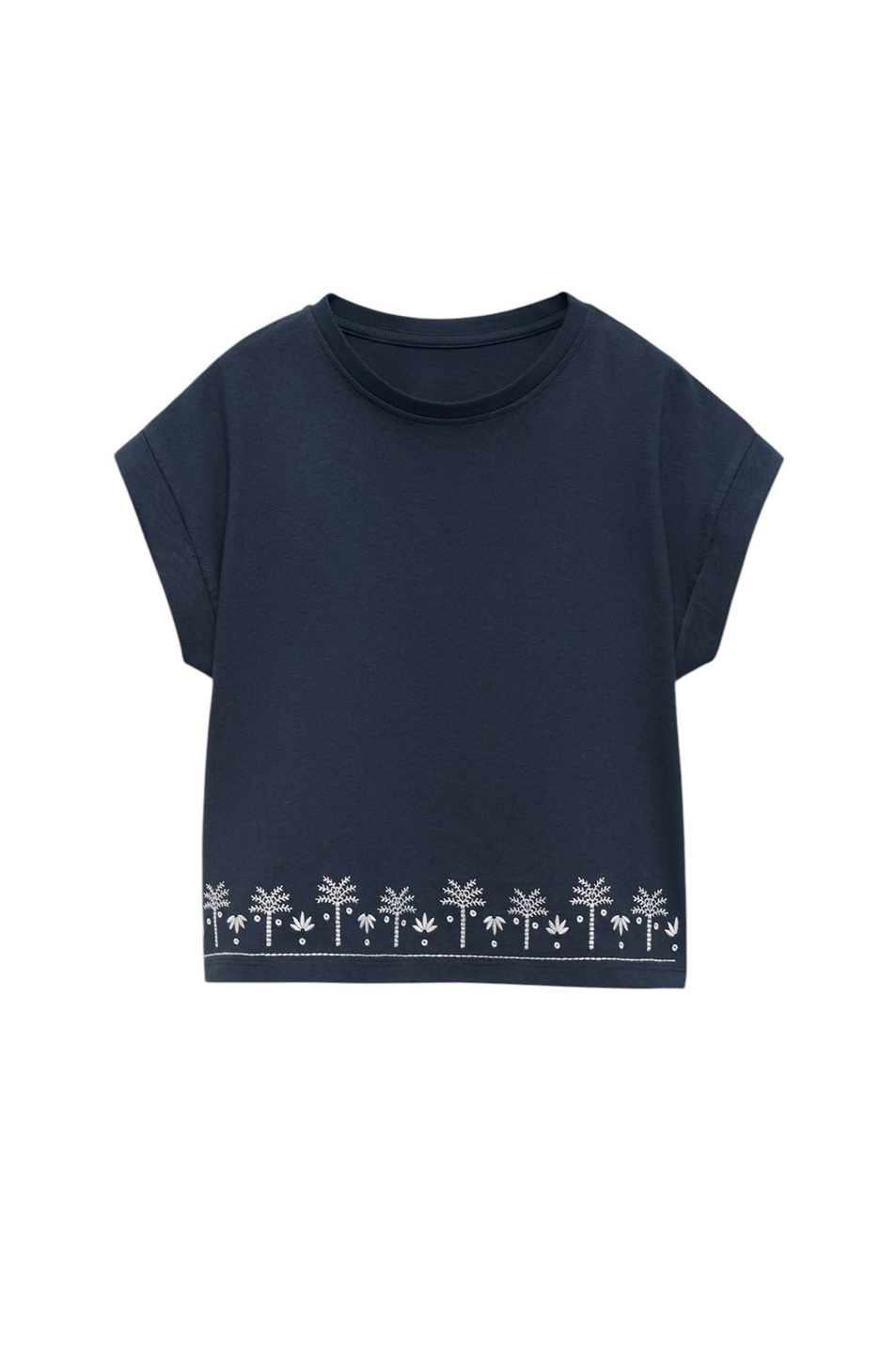 Девочкам Mango Kids Футболка PALM из хлопка с вышивкой (цвет ), артикул 87027898 | Фото 1
